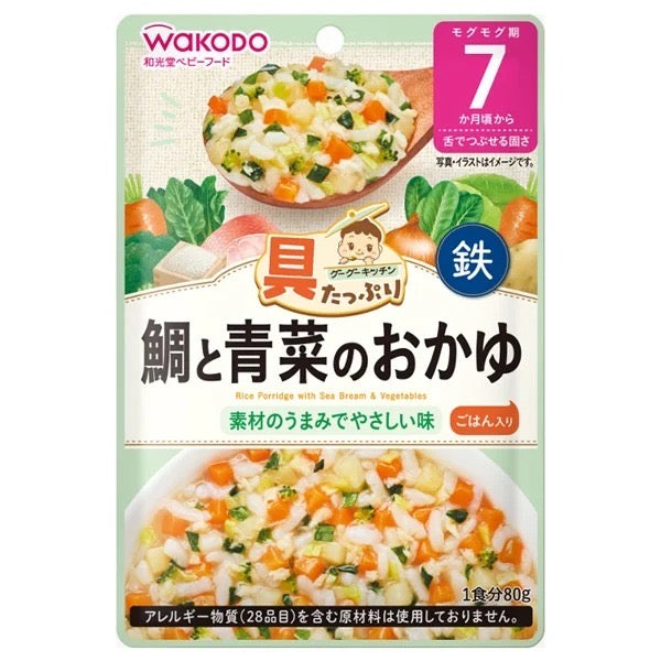 到期日: 2027.02.28 日本🇯🇵Wakodo和光堂 無添加醬料包 80g - 鯛魚青菜飯 7m+
