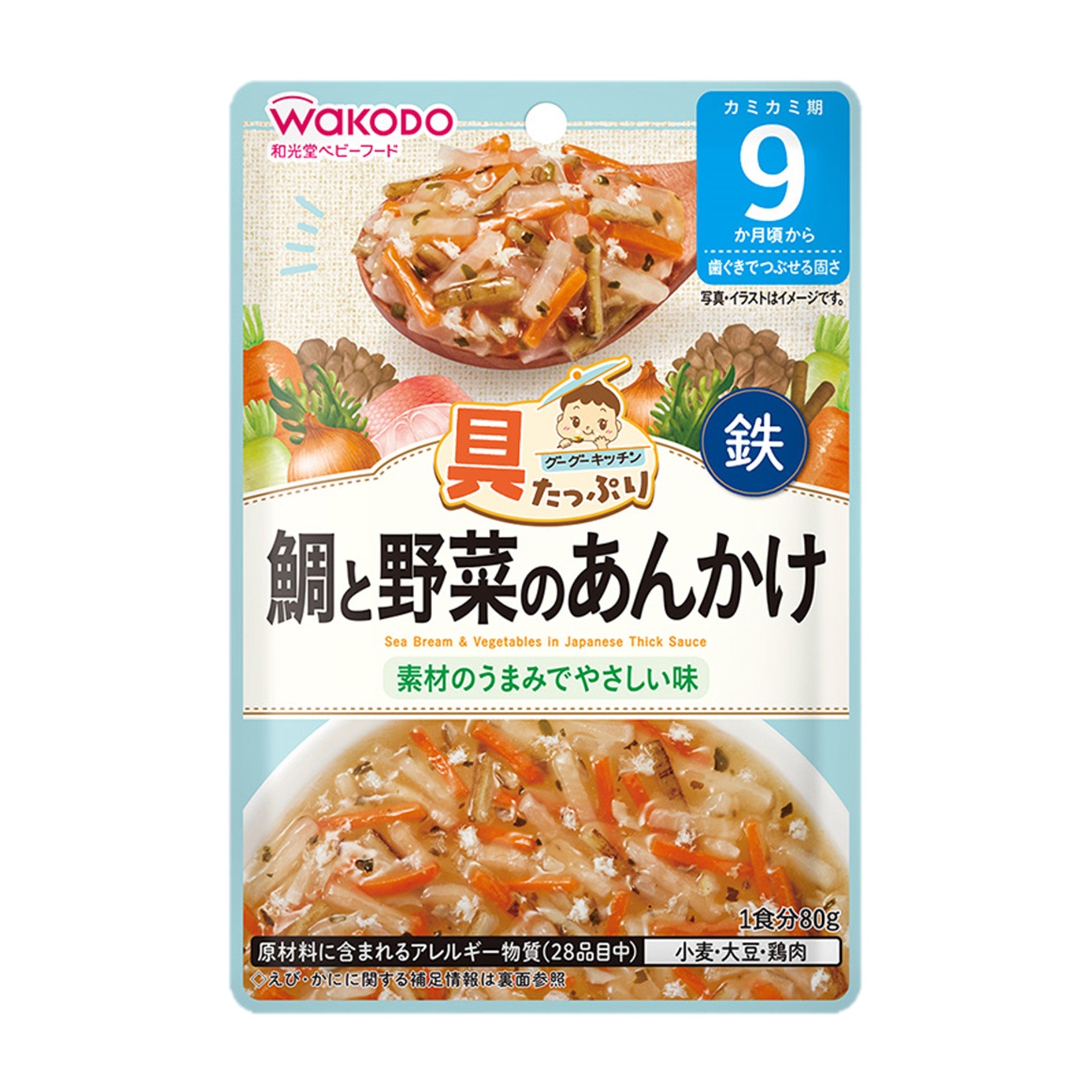 到期日: 2026.06.30 日本🇯🇵Wakodo和光堂 無添加醬料包 80g - 鯛魚蔬菜 9m+