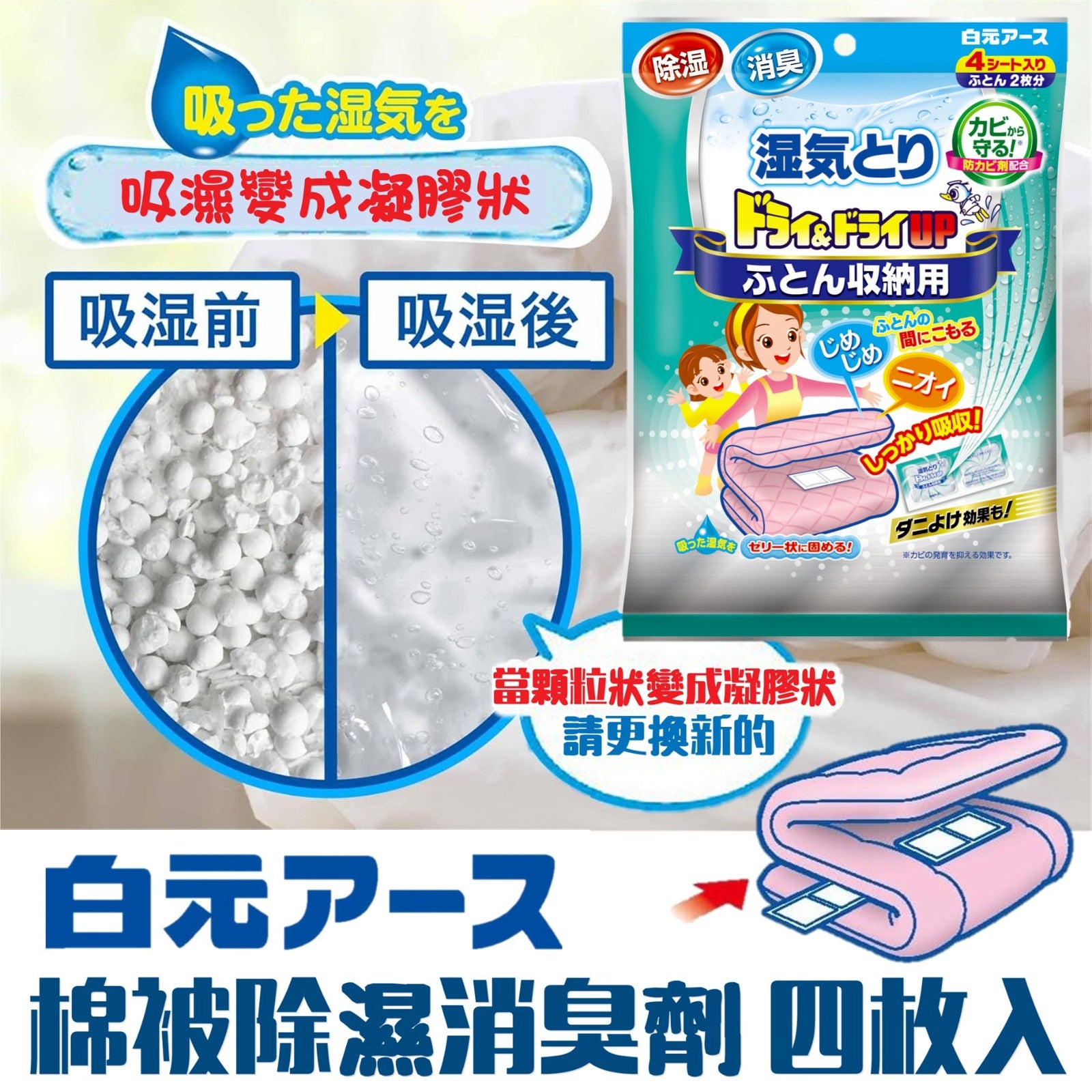 日本🇯🇵白元 棉被除濕消臭劑 四枚入